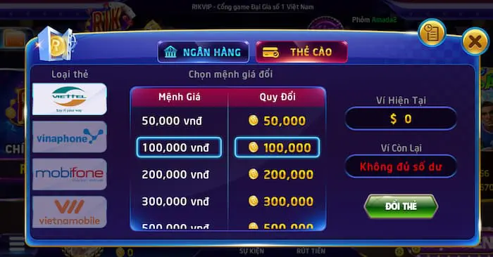 Quy trình rút tiền tại Rikvip